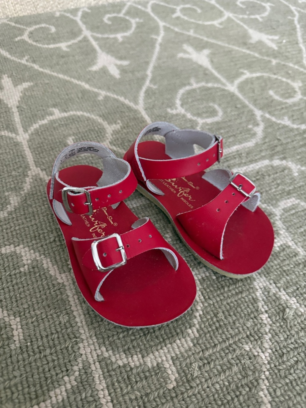 Girls Red Buckle Sandals with Adjustable Straps